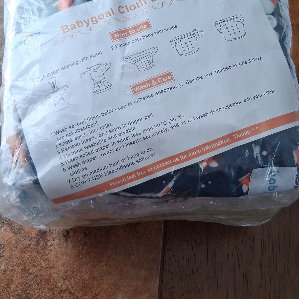 Babygoal Cloth Diaper Set 12 Reusable 20 Pads